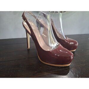 Kelsi Dagger Dory Burgundy Patent Leather Slingback Heels/Pre-owned, Sz 7.5M